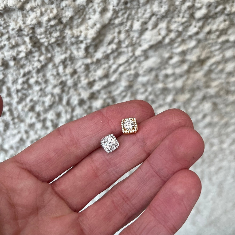 Mens Earrings - Silver Moissanite Diamond Stud Earring For Men