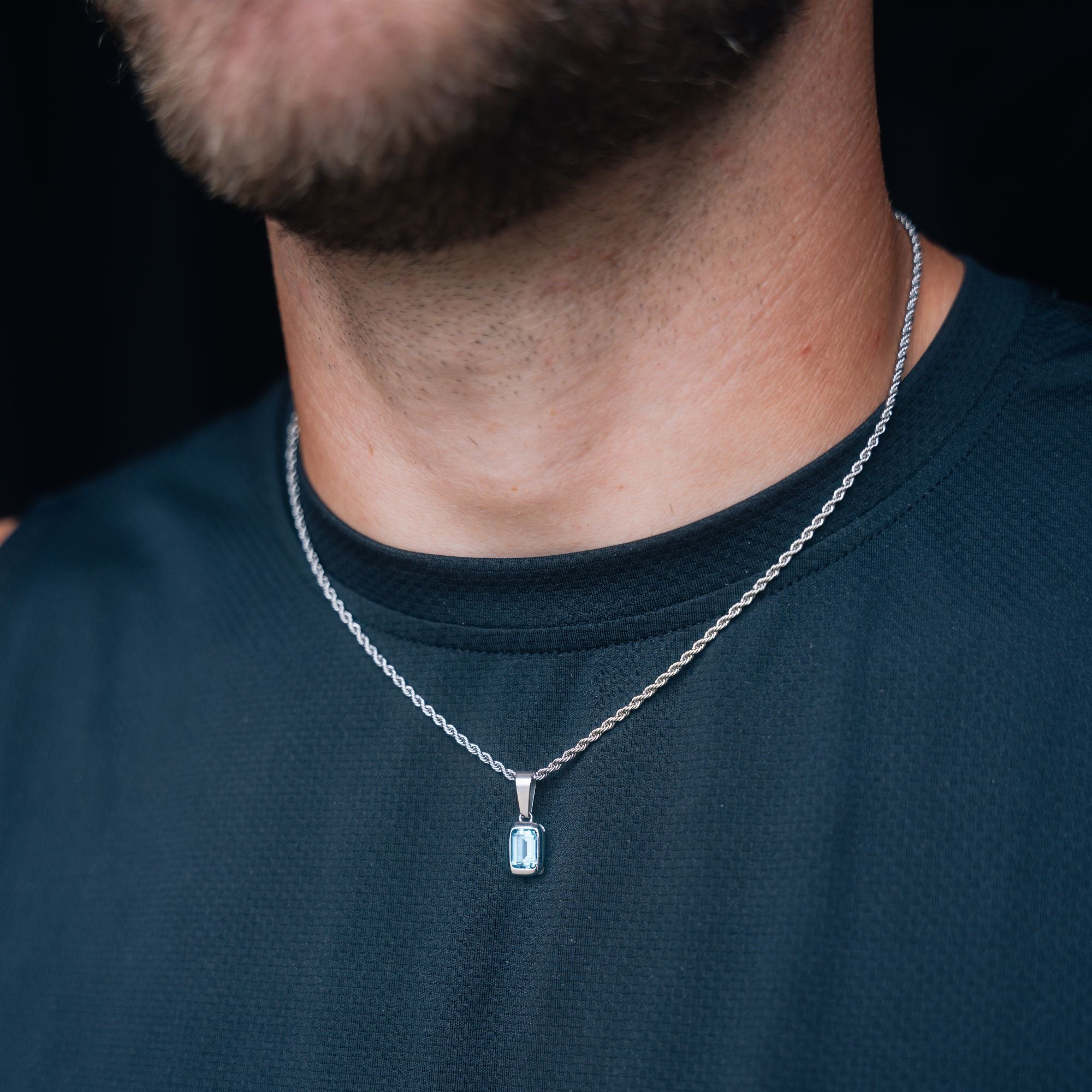 Sapphire Stone Pendant - Silver