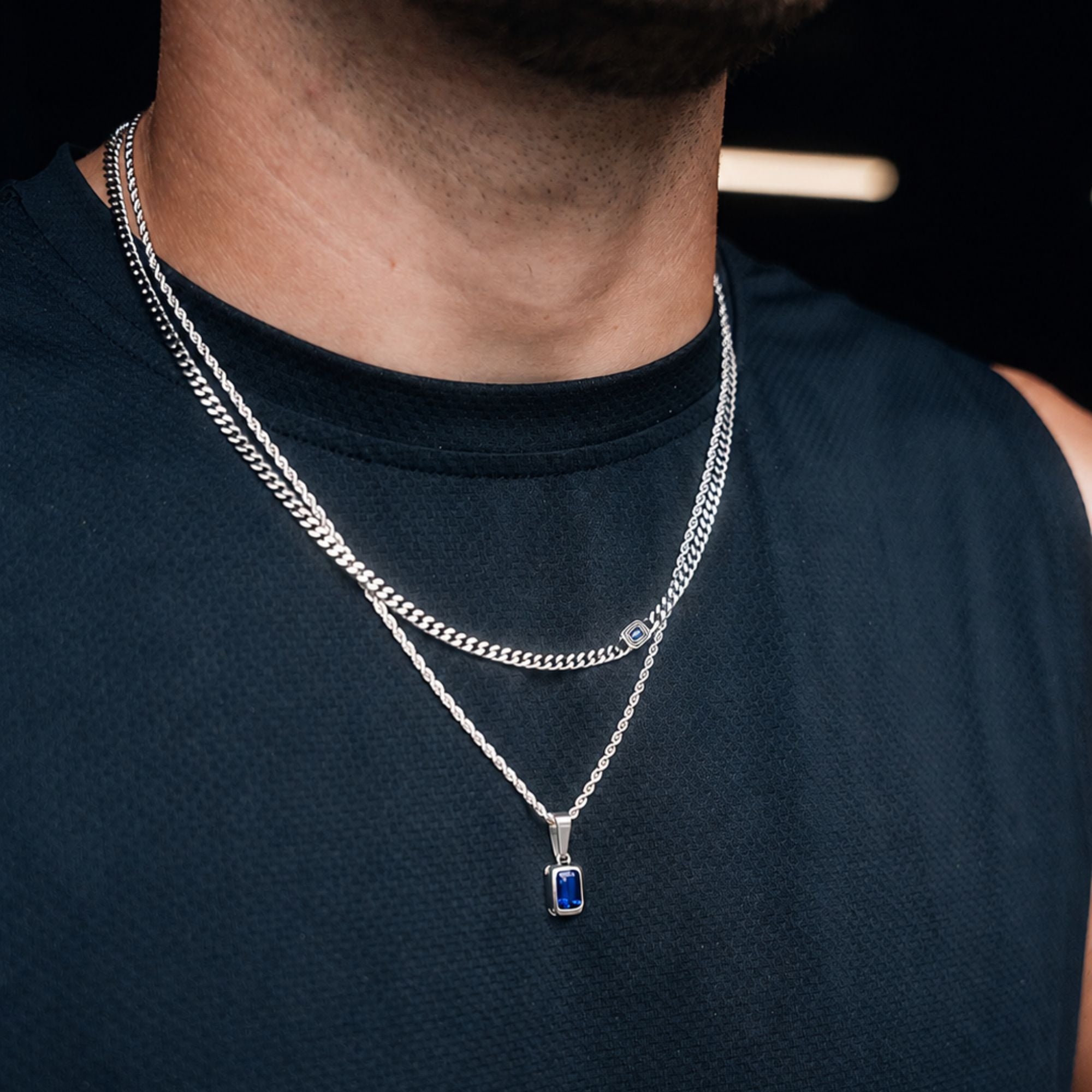Sapphire Stone Pendant - Silver