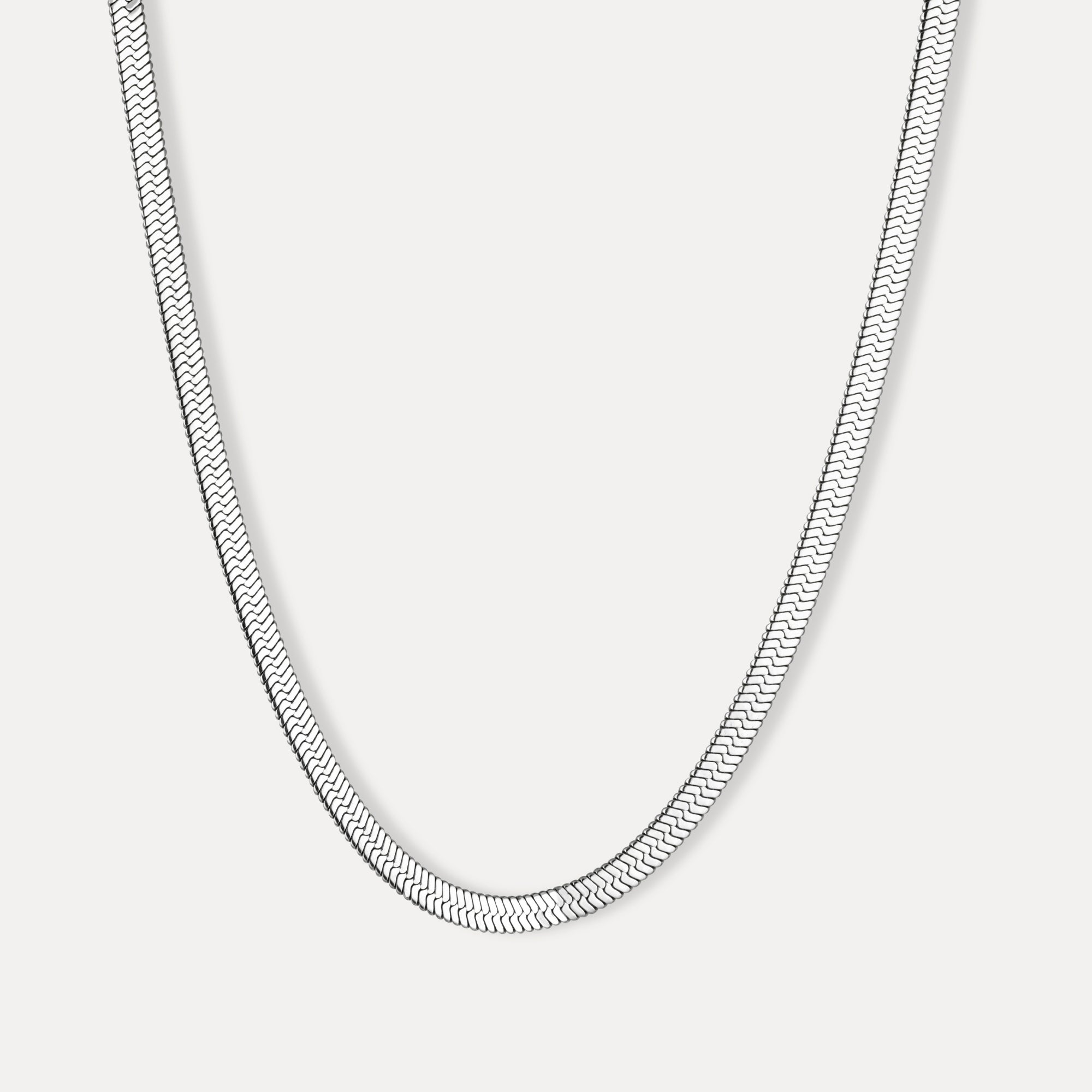 Stainless Steel Mens Silver Snake Chain Necklace Mens Silver Flat