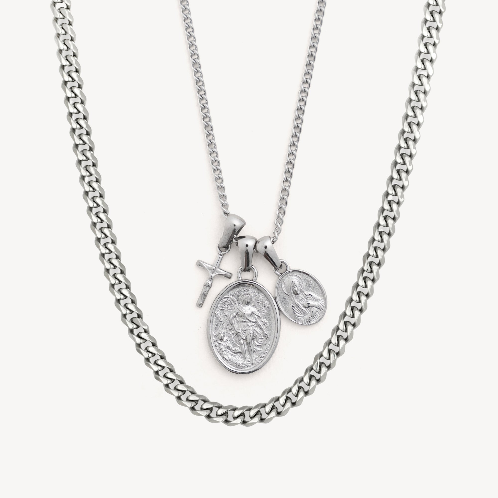 Saint Michael Layered Set - Silver