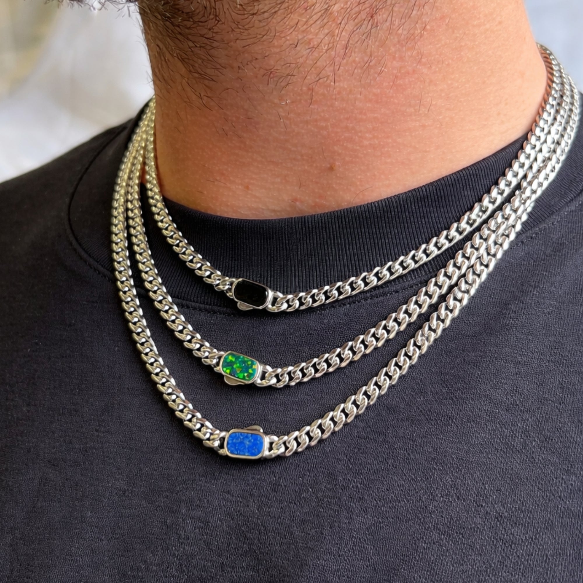 Opal Cuban Chain (5MM) - Silver