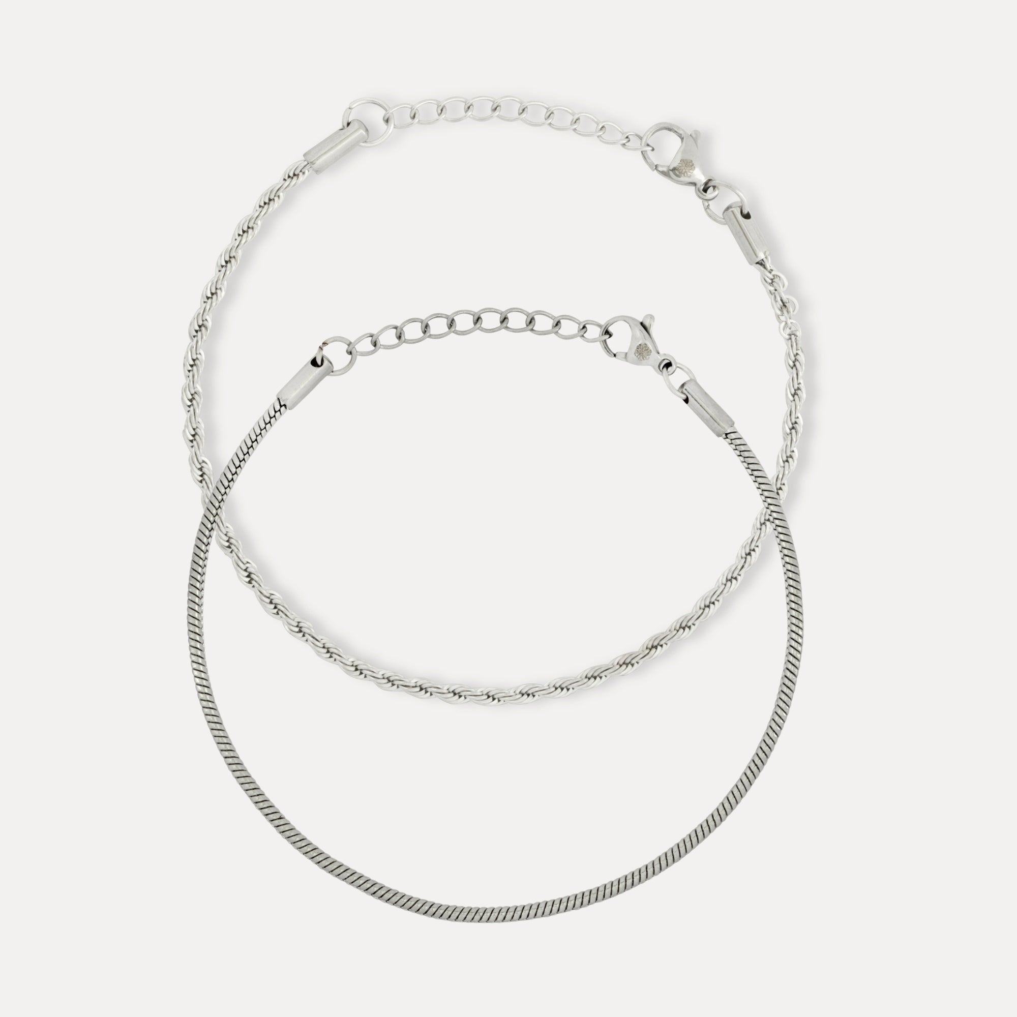 Silver Rope + Snake Stack Bracelet