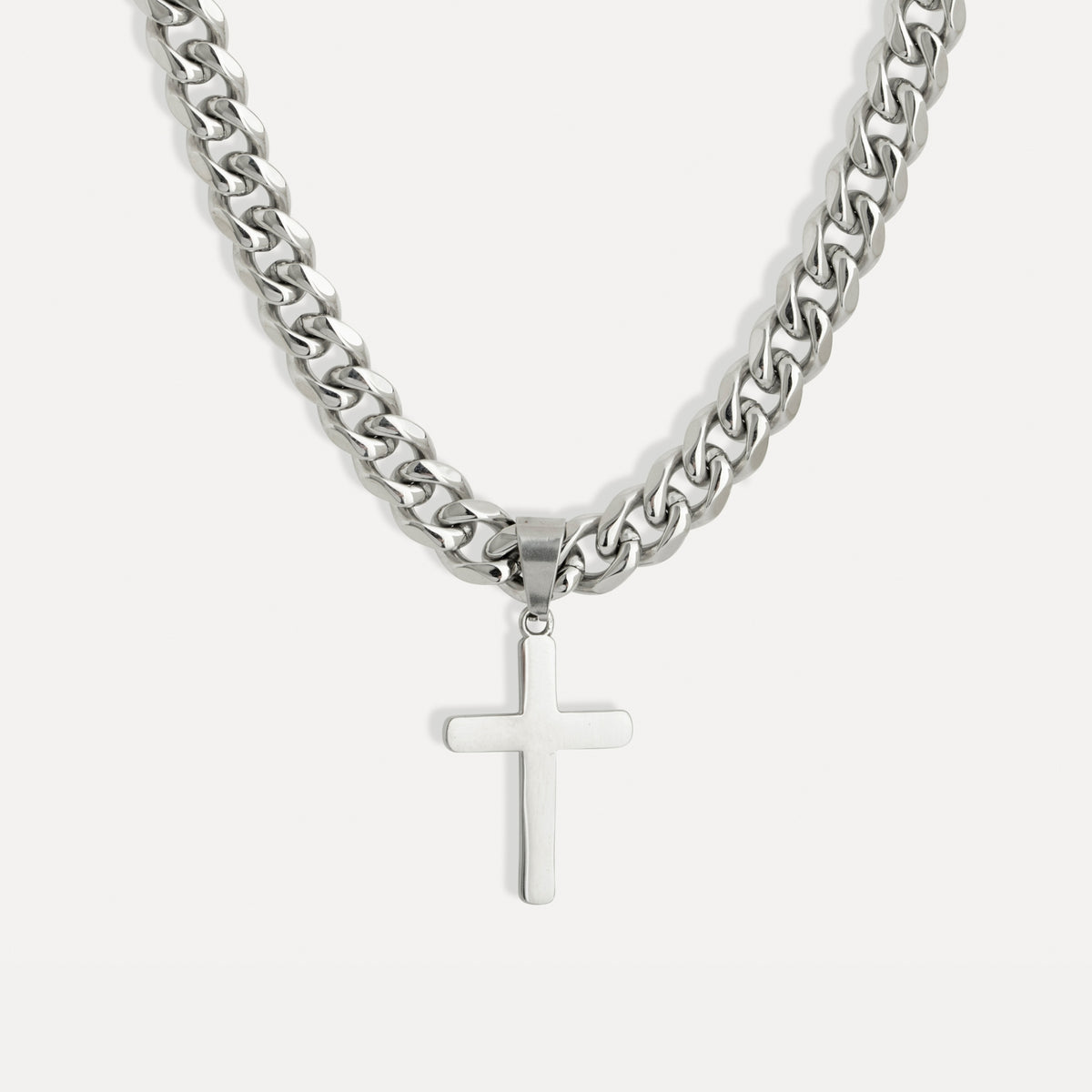 Thick Silver Cross Choker Chain - Cross Choker Chain By Twistedpendant