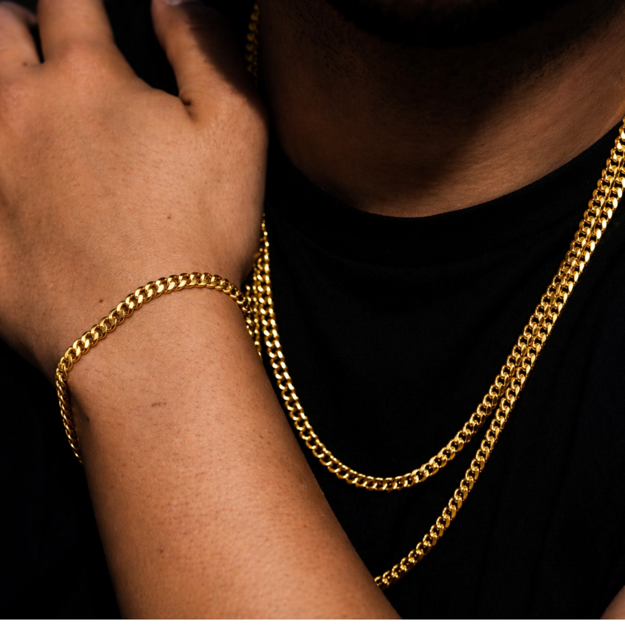 Italian 925 Cuban Set (5MM) - Gold