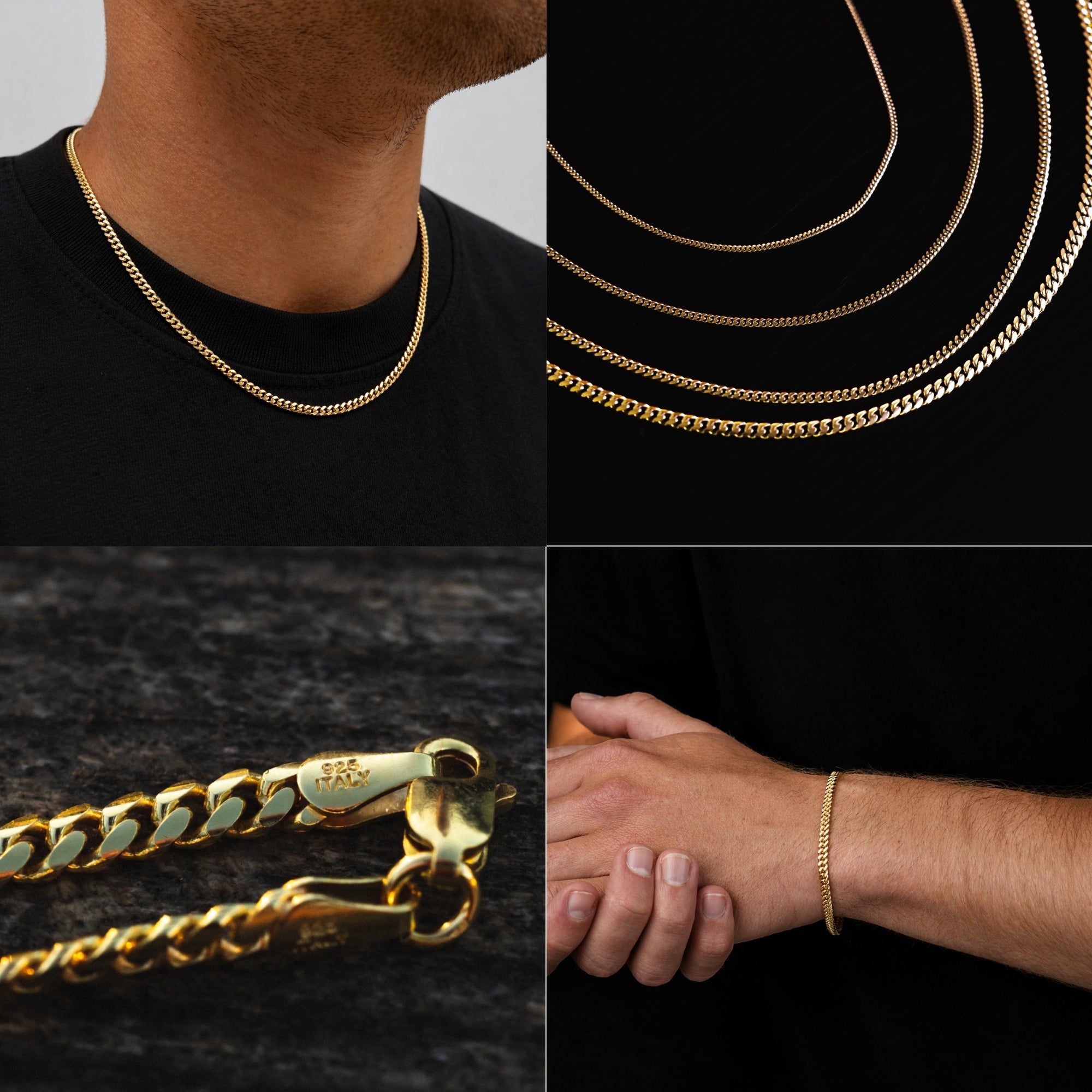 Italian 925 Cuban Set (3.5MM) - Gold