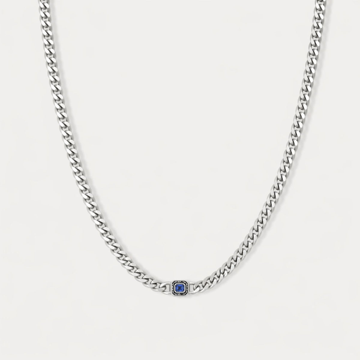 Sapphire Cuban Chain (4MM) - Silver