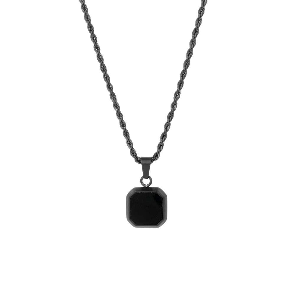 Silver necklace 2025 black stone