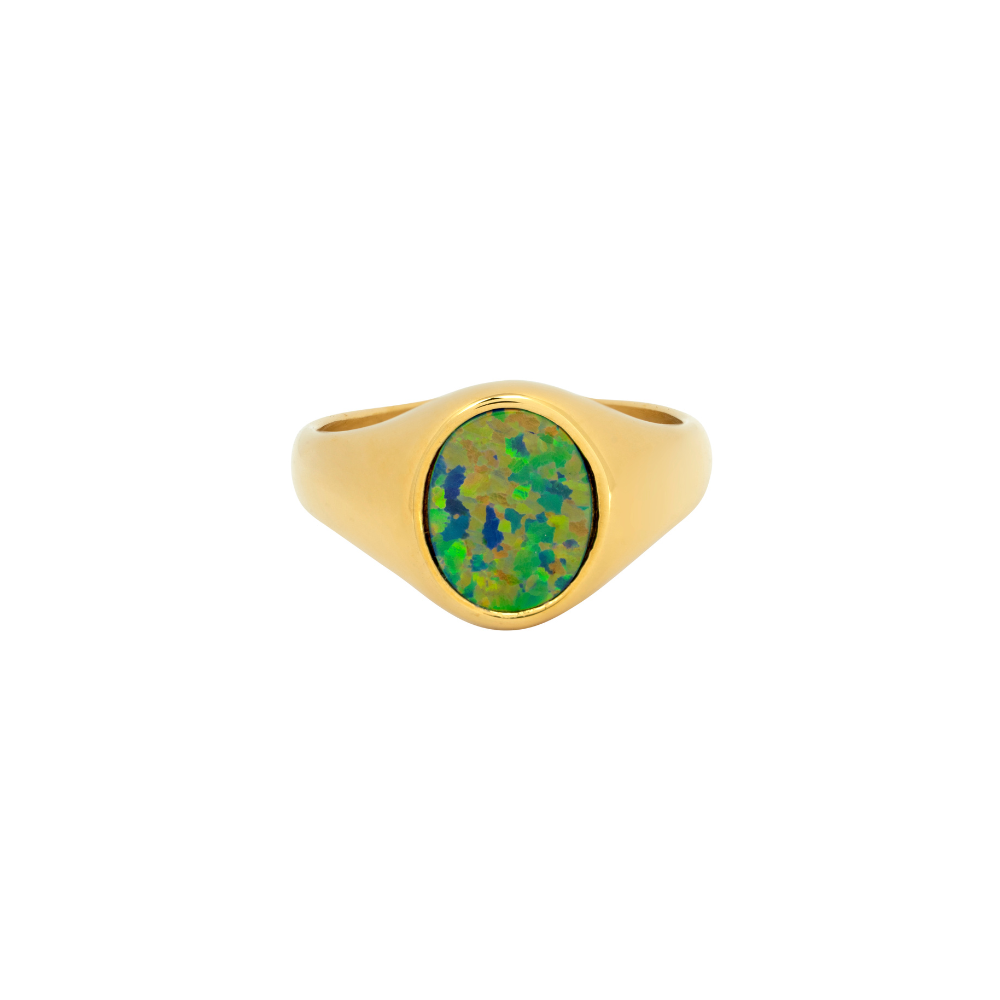 Opal Signet Ring For Men - Mens Gold Signet Rings - By Twistedpendant