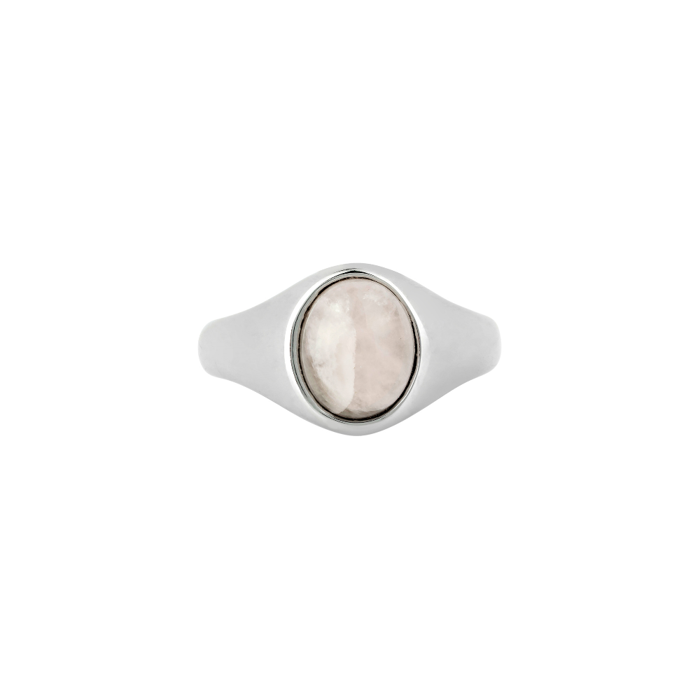 Silver Rose Quartz Signet Ring - Mens Rings | By Twistedpendant