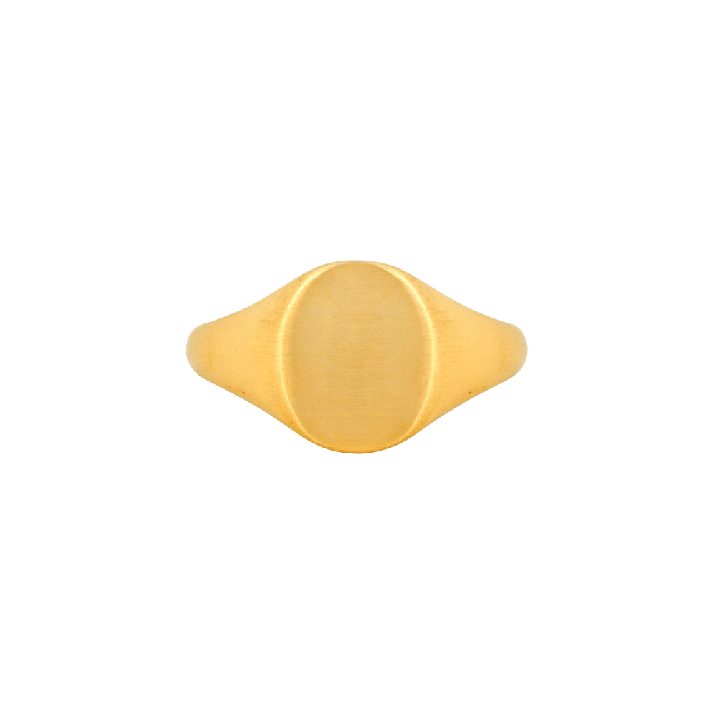 18K Gold Matte Signet Ring Men - Mens Gold Rings | By Twistedpendant