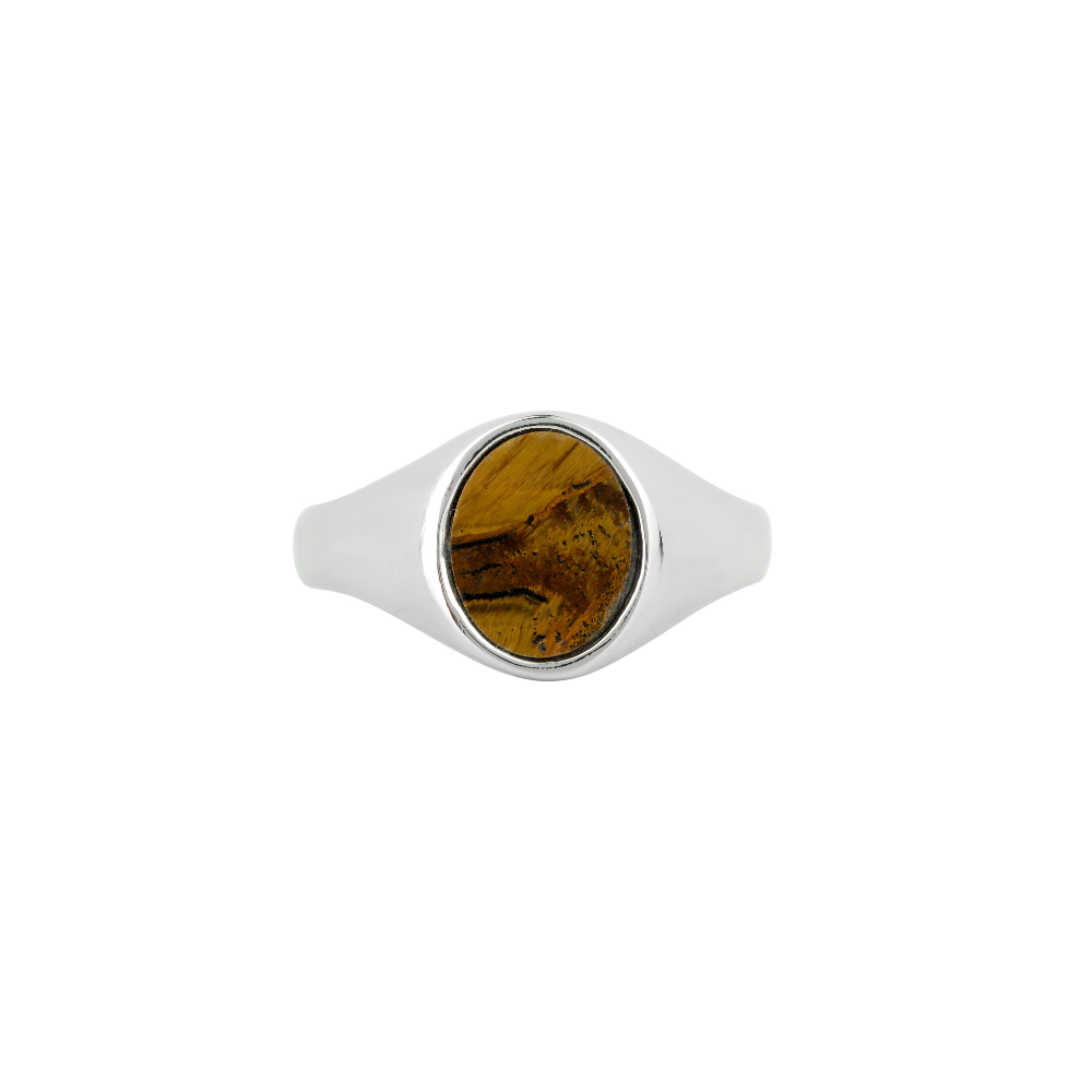 Tigers Eye Signet Ring Men - Mens Silver Signet Ring - By Twistedpendant