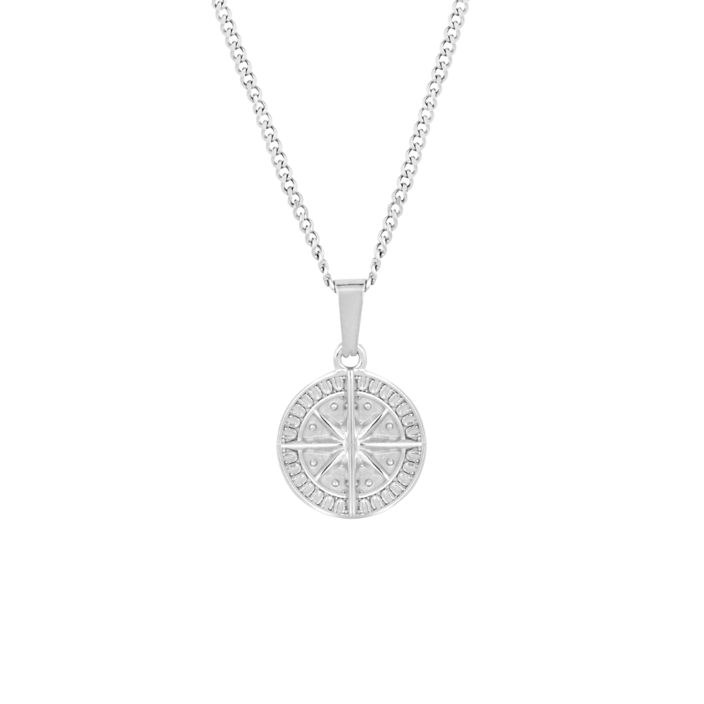 Mini Silver Compass Pendant Necklace - Men's Silver Necklace | Twistedpendant