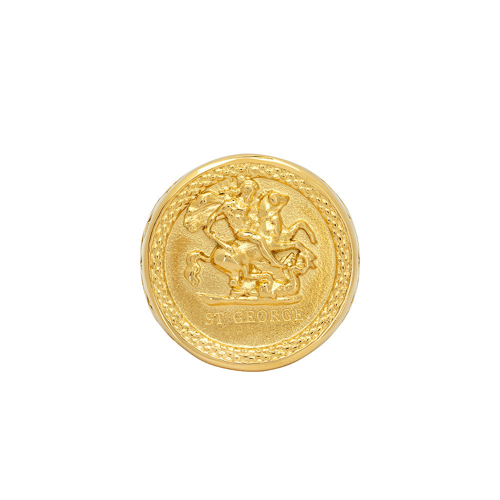 Men's Gold St George Ring - Buy Gold Sovereign Rings | Twistedpendant