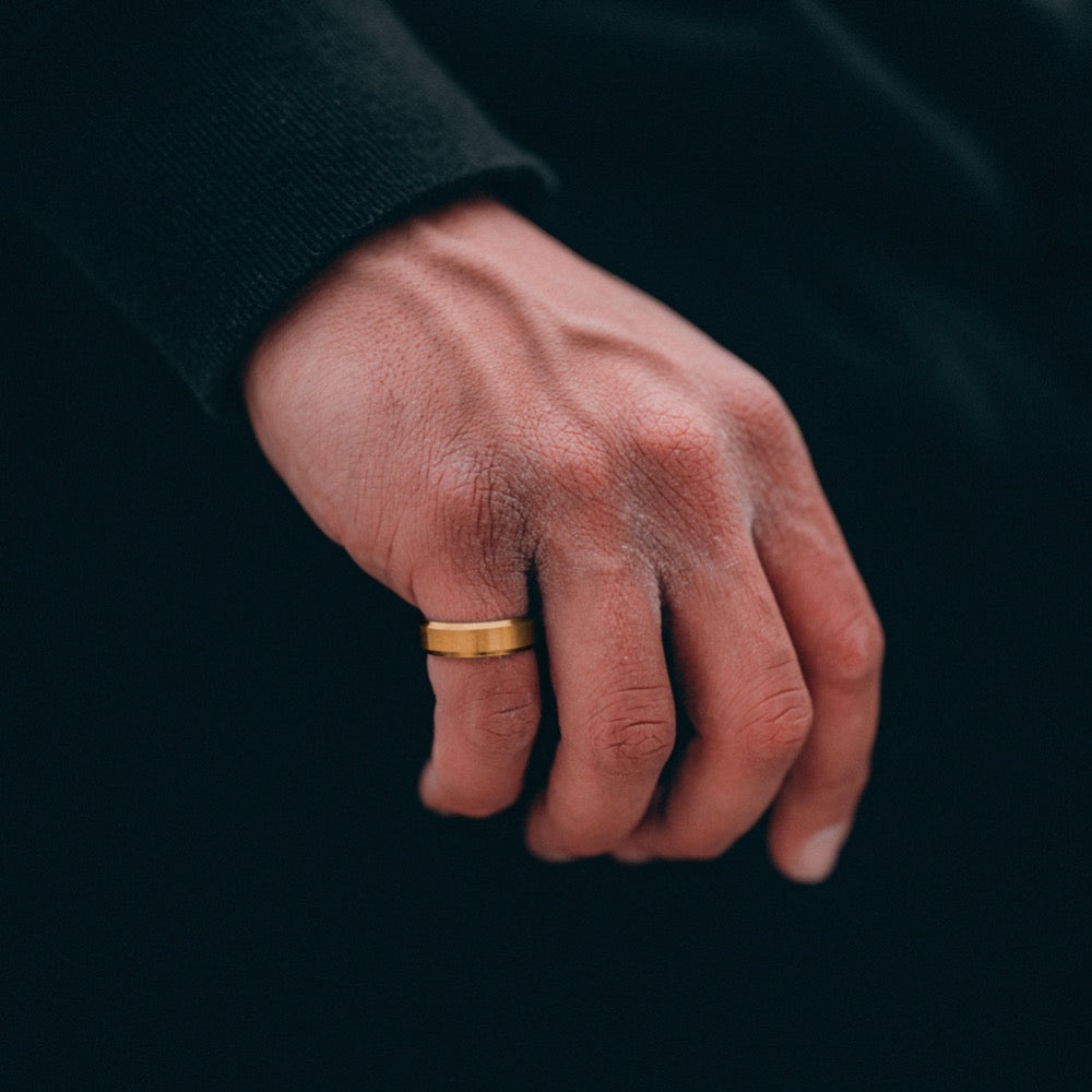 Men's Gold Ring - Buy Men's Gold Brushed Band Rings | Twistedpendant