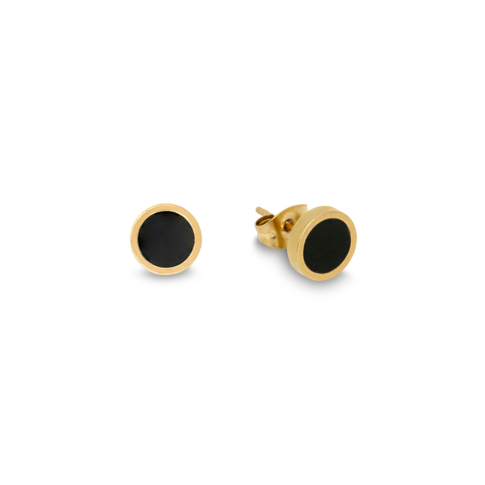 Mini Black & Gold Stud Earring - Mens Earrings | Twistedpendant