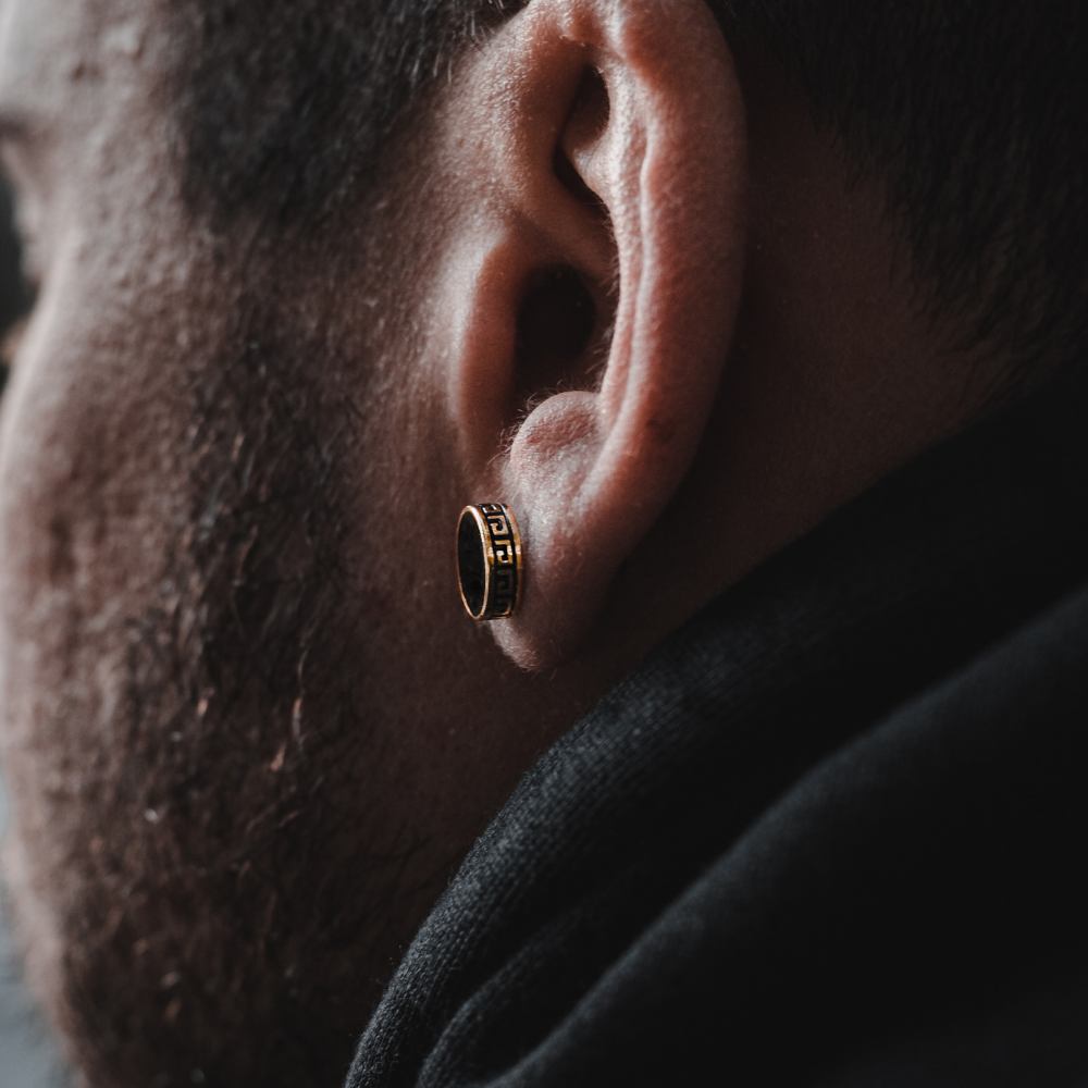 Greek Patterned Stud Earring - Mens Earrings | Twistedpendant