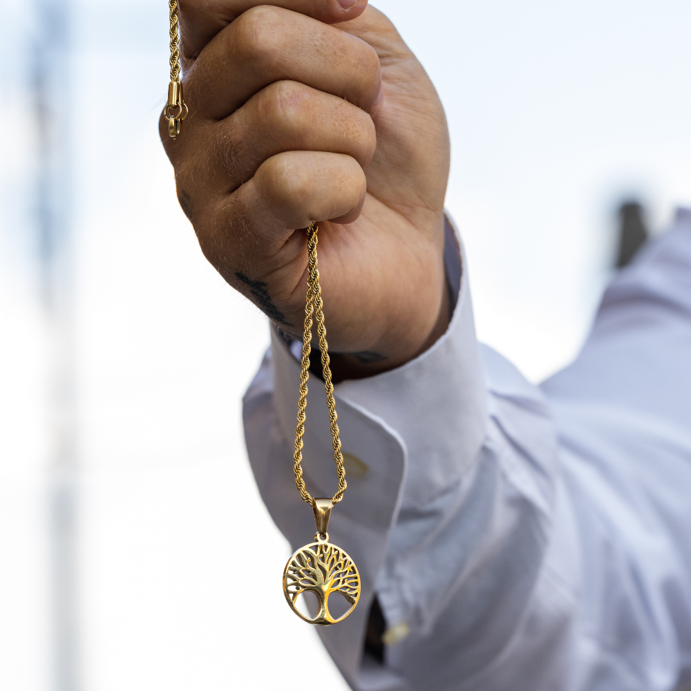 Men's Gold Tree Of Life Pendant - Men's Gold Necklace | Twistedpendant