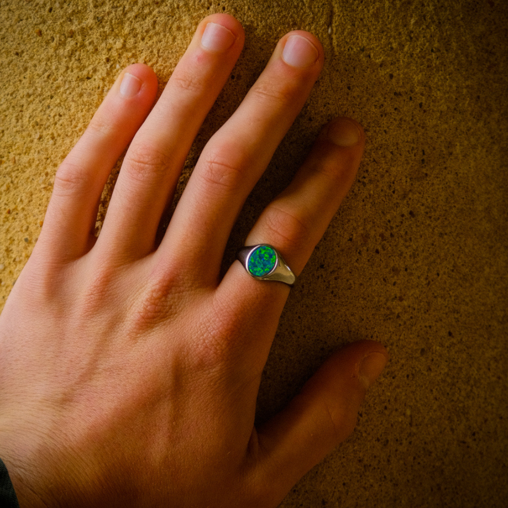 Silver Opal Signet Ring - Mens Rings | By Twistedpendant
