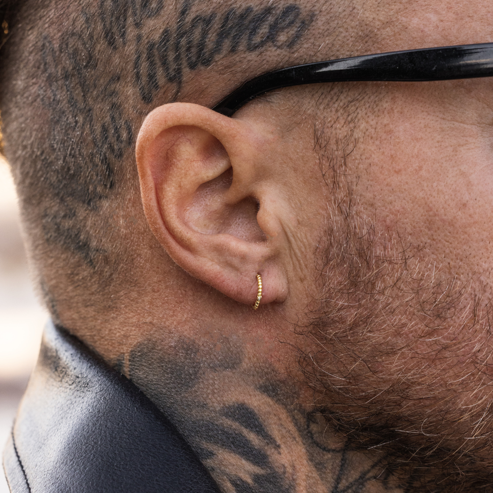 Thin Silver Ridged Hoop Earrings - Mens Hoop Earrings By Twistedpendant