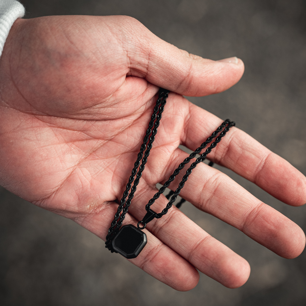 Black Onyx Pendant Necklace For Men | Twistedpendant