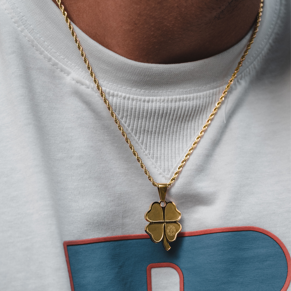 Men's Silver Four Leaf Clover - Men's Silver Necklace | Twistedpendant