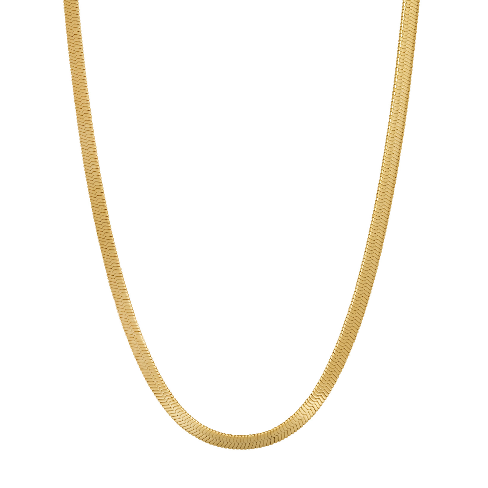 Mens Gold Flat Snake Chain - Gold Snake Necklace Chain