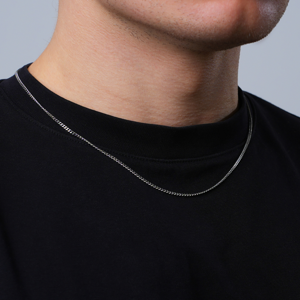 Mens silver curb sales chain 22 inch