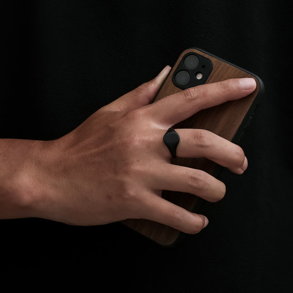 Black Matte Signet Ring Men - Mens Black Rings | By Twistedpendant
