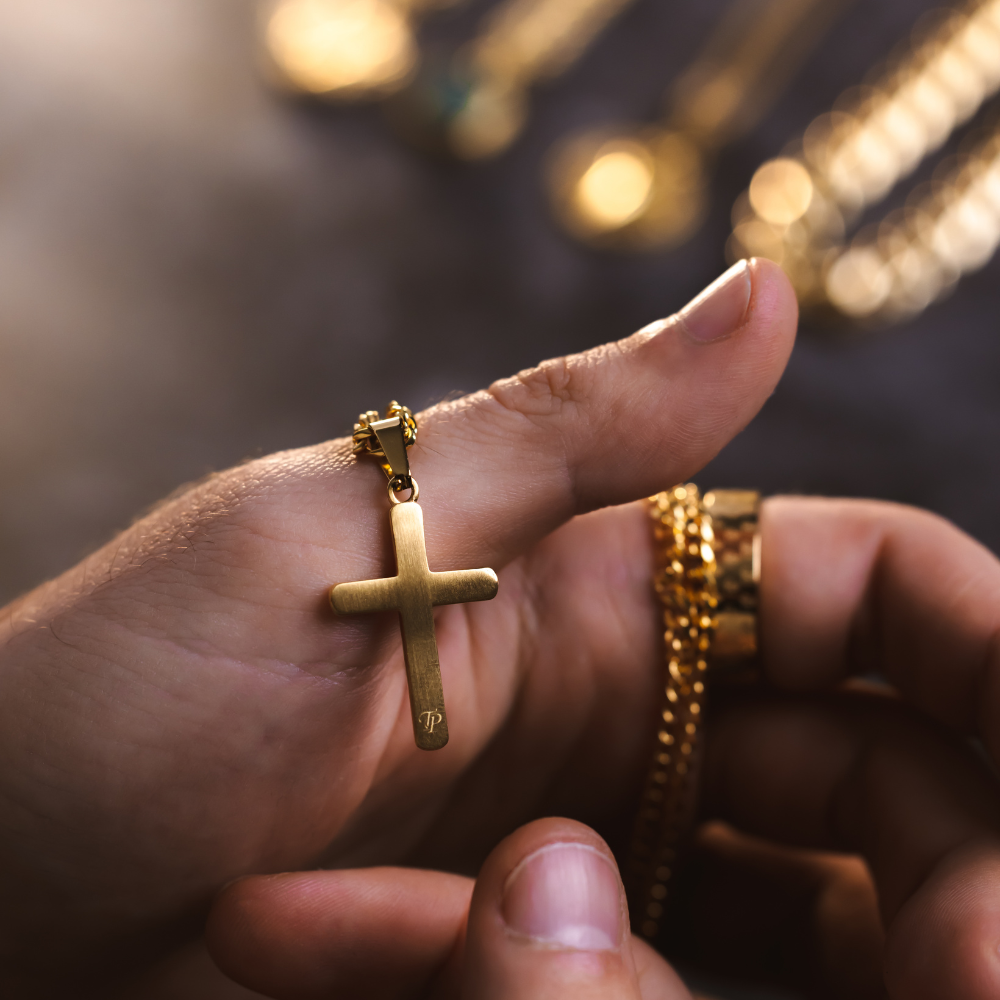 Men's Gold Cross Pendant Necklace - Gold Necklace for Men | Twistedpendant