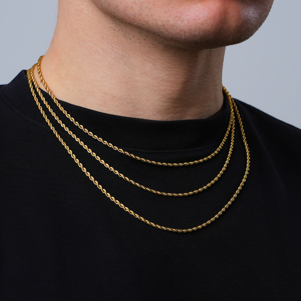 Gold Rope Chain Necklace - Mens Necklace Chain | By Twistedpendant