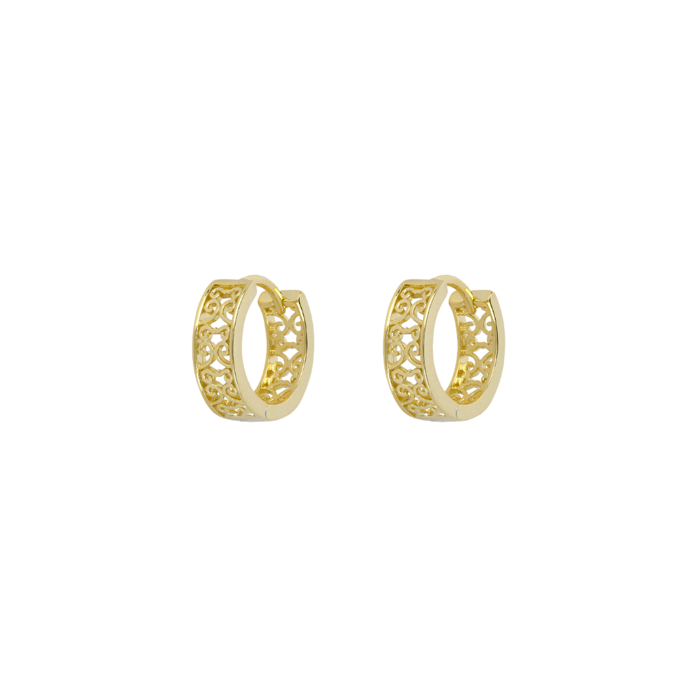 Vintage Gold Patterned Hoop Earrings - Mens Earrings By Twistedpendant
