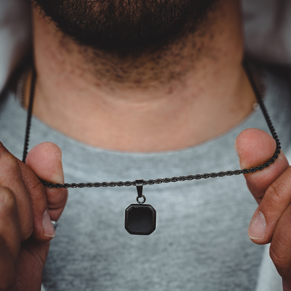 Black Onyx Pendant Necklace For Men | Twistedpendant
