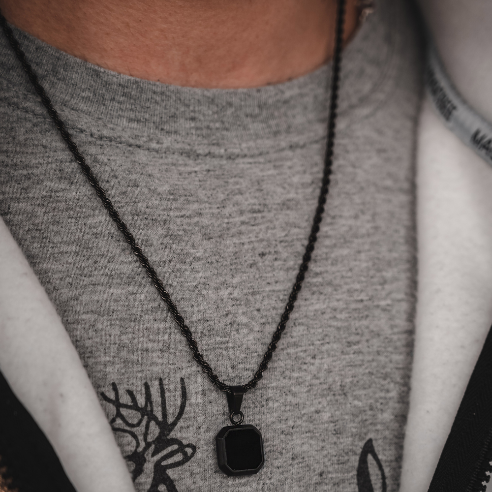Black Onyx Pendant Necklace For Men | Twistedpendant