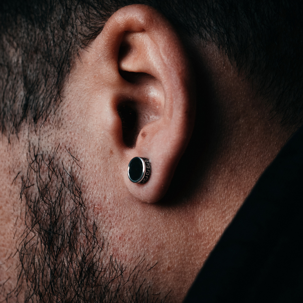 Greek Patterned Stud Earring - Mens Earrings | Twistedpendant