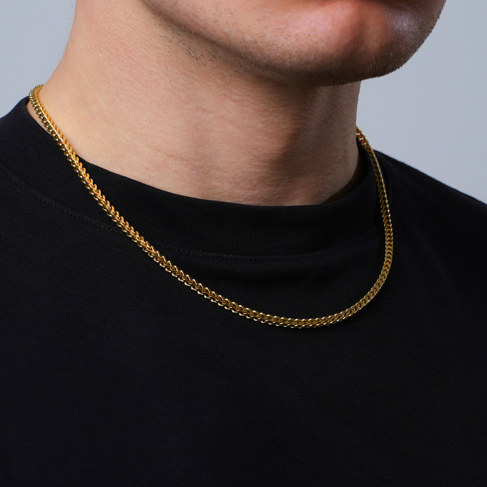 18k Gold Franco Chain (4MM) - Mens Gold Chains | Twistedpendant
