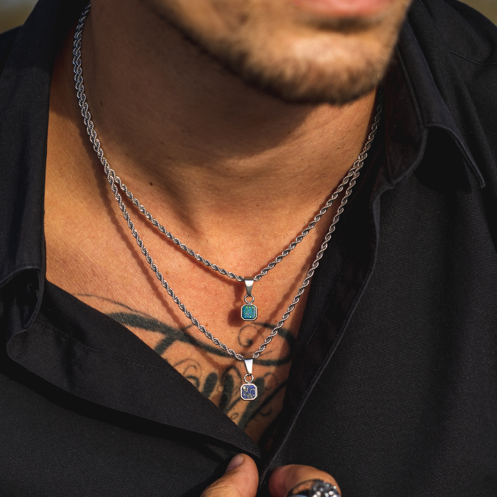 Mini Green Silver Opal Pendant
