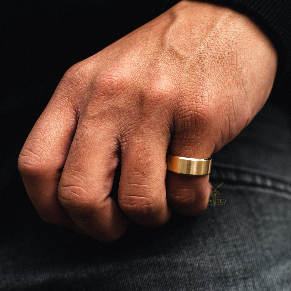 Men's Gold Ring - Buy Men's Gold Brushed Band Rings | Twistedpendant