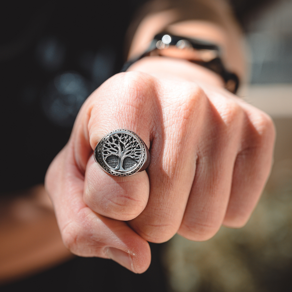 Large Gold Tree Of Life Signet Ring - Mens Signet Ring By Twistedpendant