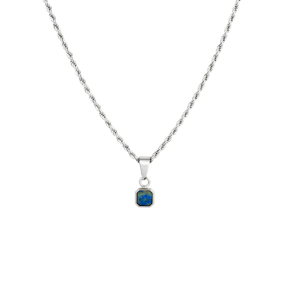 Mini Lapis Lazuli Pendant | Gold Necklace For Men - By Twistedpendant