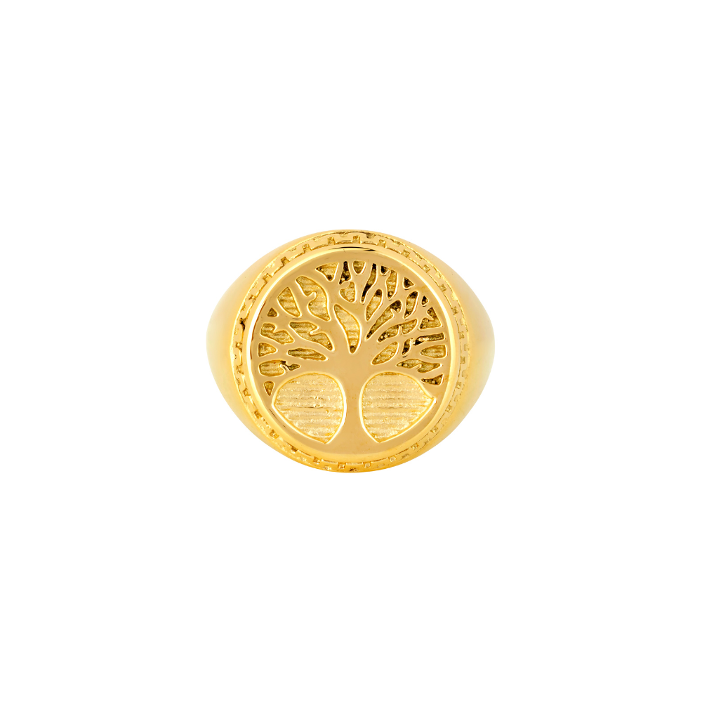 Large Gold Tree Of Life Signet Ring - Mens Signet Ring By Twistedpendant