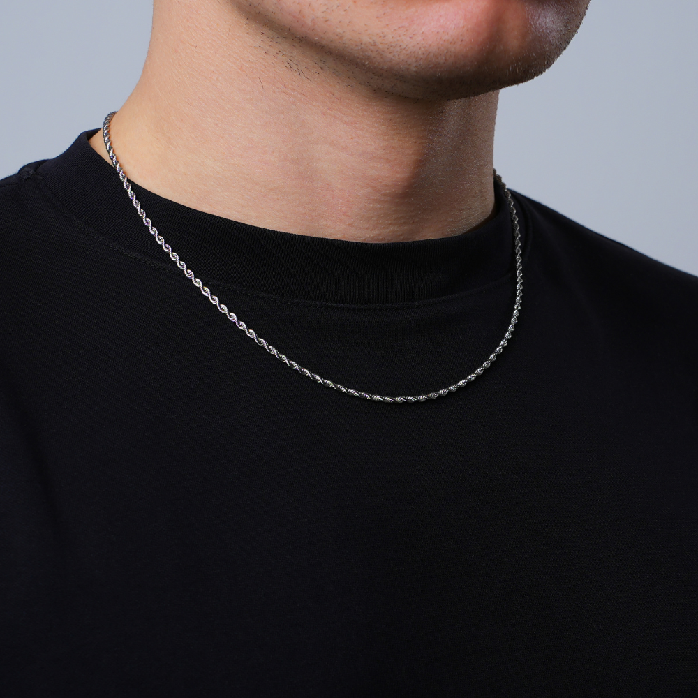 Silver Rope Chain Necklace - Mens Necklace Chain | By Twistedpendant