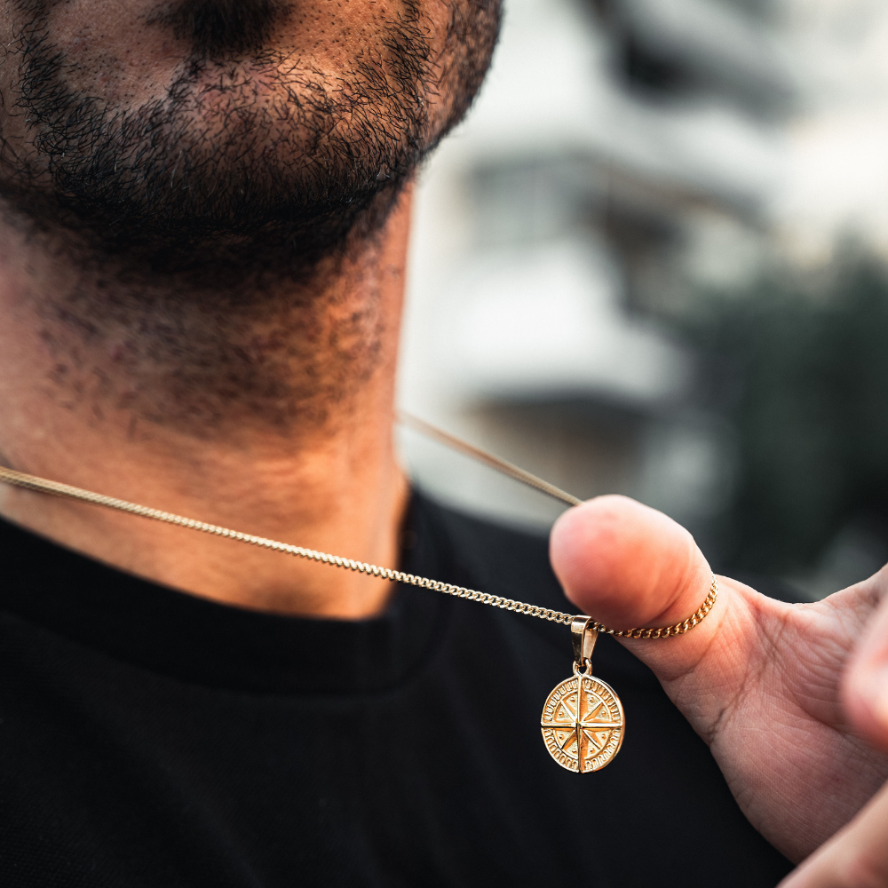 Mini Gold Compass Pendant Necklace - Men's Gold Necklace | Twistedpendant
