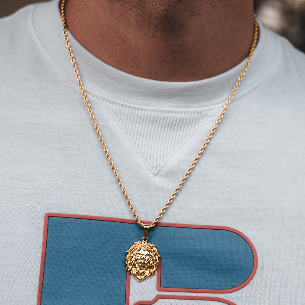 Men's Gold Lion Head Necklace - Men's Gold Necklaces | Twistedpendant