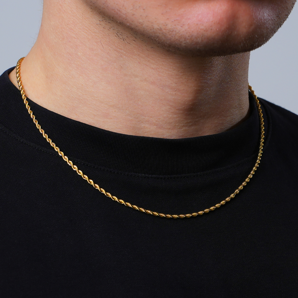 Gold Rope Chain Necklace - Mens Necklace Chain