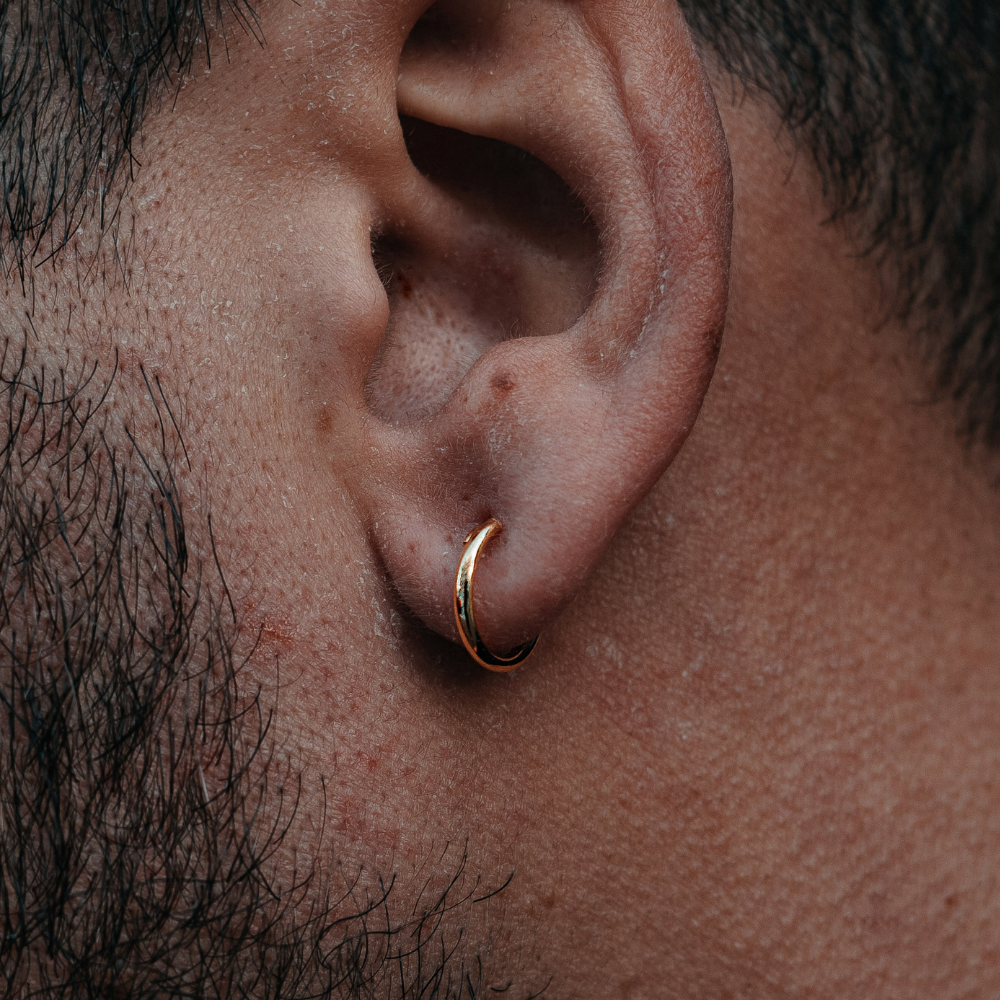 Thin 18K Gold Hoop Earrings | Mens Earrings - Twistedpendant