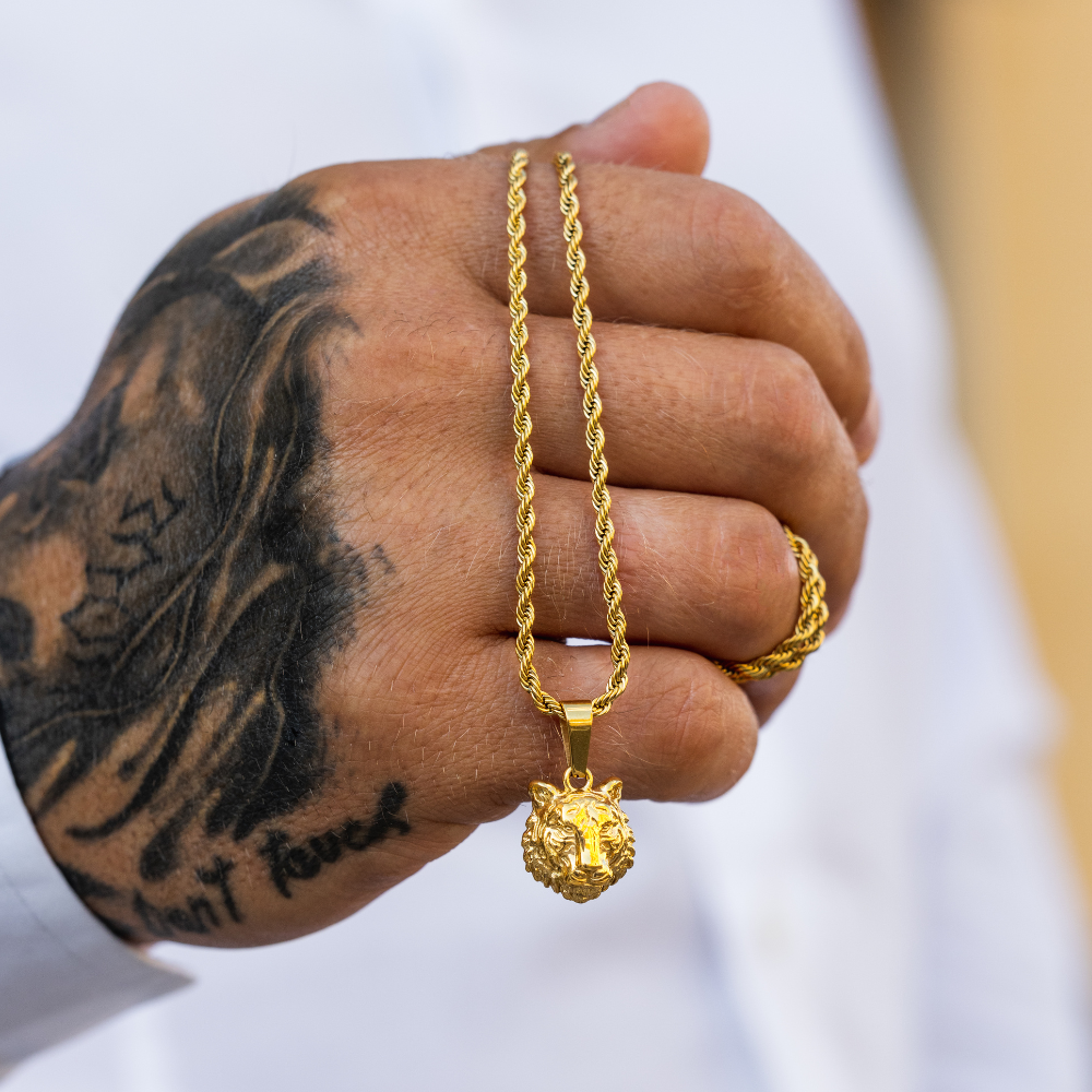 Mini Gold Tiger Pendant Necklace - Men's Gold Necklaces | Twistedpendant