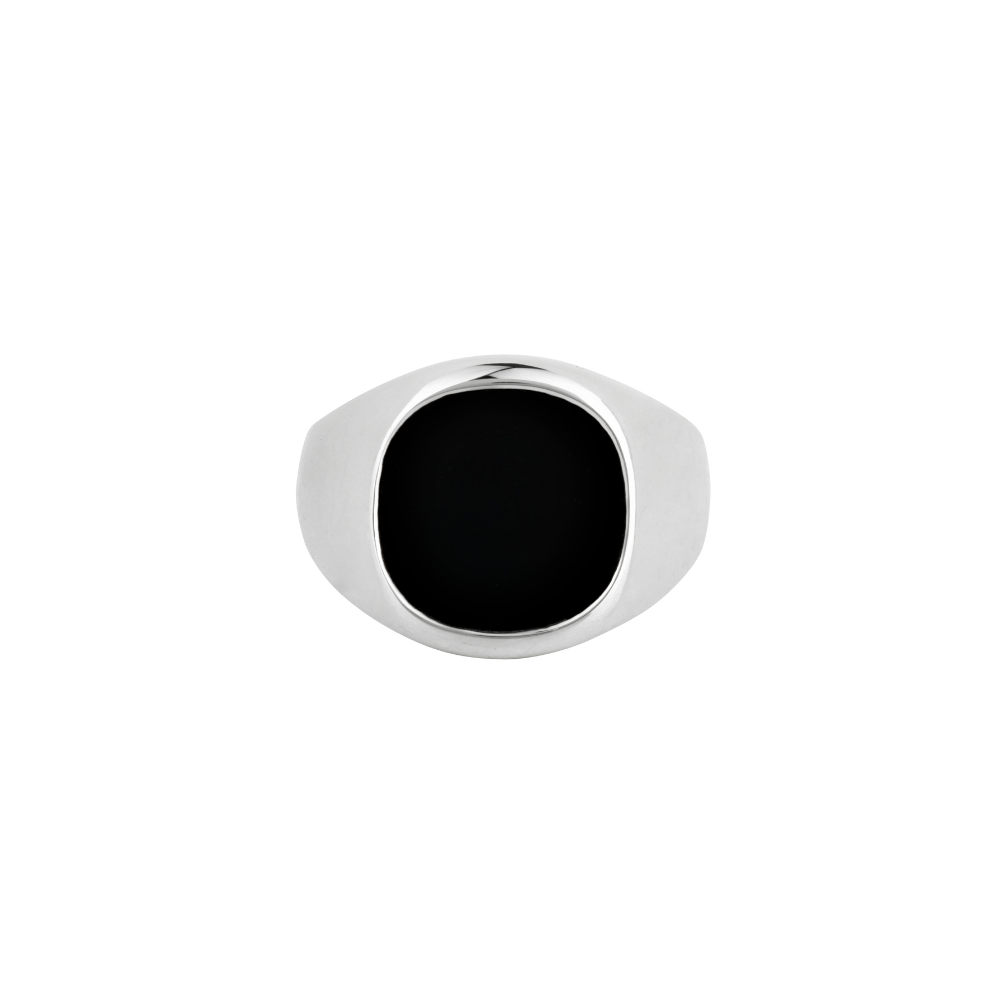 Large Silver Signet Ring, Black Onyx Ring - Mens Ring | By Twistedpendant