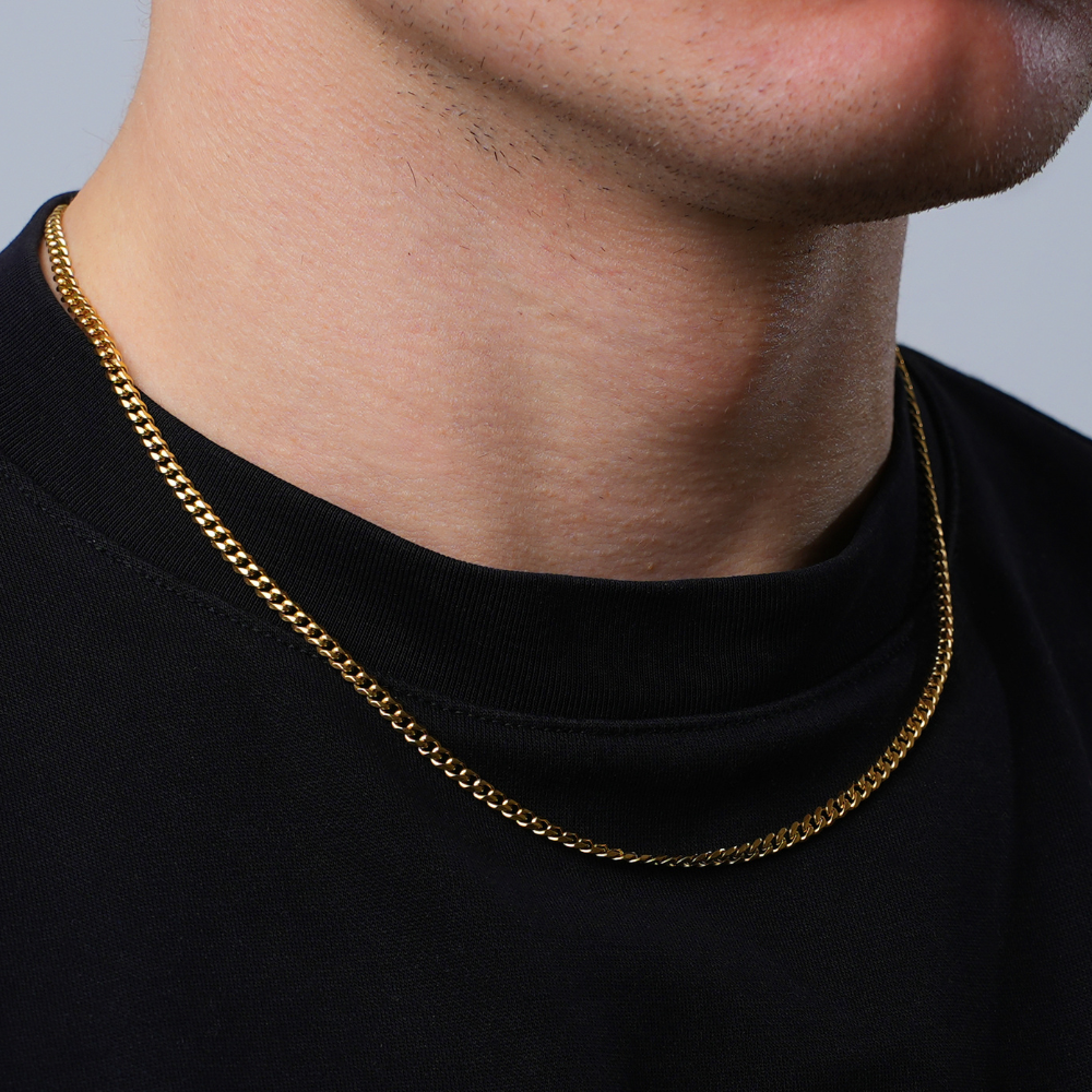 Mens thin gold chain with pendant discount
