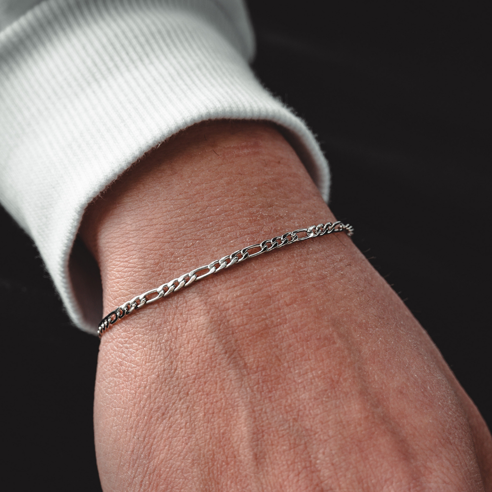 Men's Silver Figaro Bracelet (3MM) - Mens Bracelets | Twistedpendant